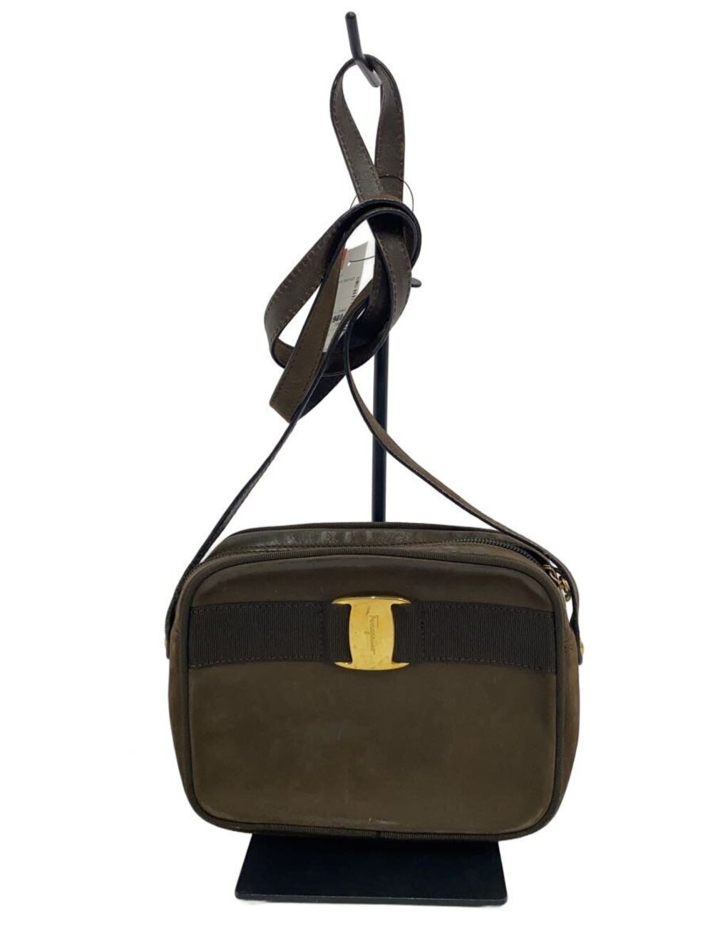 Salvatore Ferragamo Vara Ribbon Shoulder Bag Leather Brown